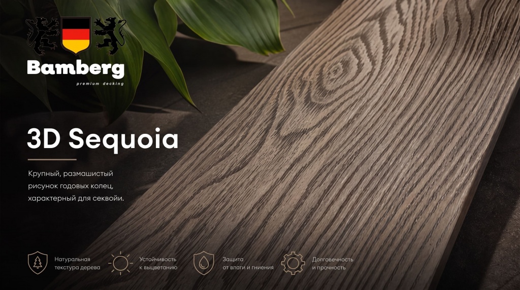 3D Sequoia — крупный, размашистый рисунок годовых колец